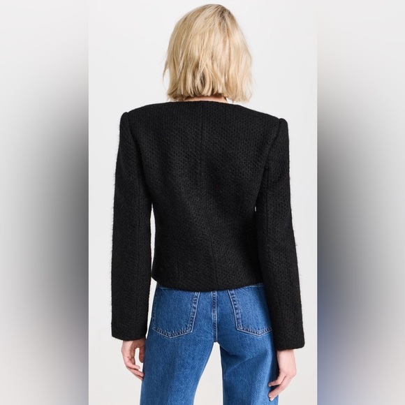 Anine Bing Anitta Woven Jacket Black Gold Button Bouclé Size M - Picture 2 of 13